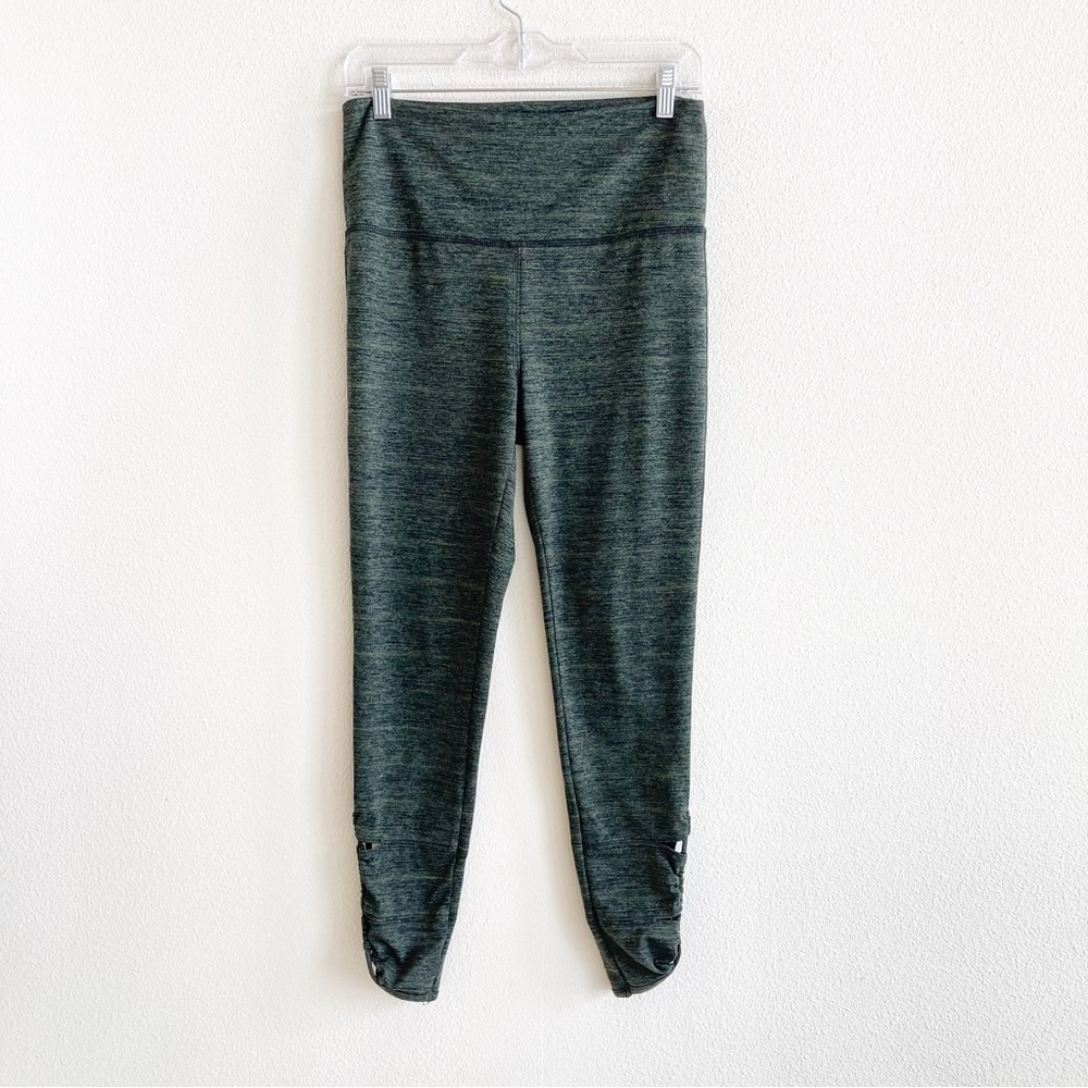 Free People Movement Leggings High Rise Green Space Dye Wide Waist Band Cutout M